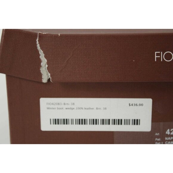 Fiorangelo $436 Sz 38 Brown Winter 100% Leather Wedge 4" Boot - Picture 10 of 12